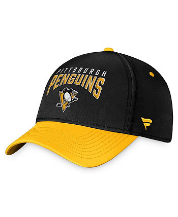 Мужская черно-золотая двухцветная гибкая кепка Pittsburgh Penguins Fundamental Fanatics