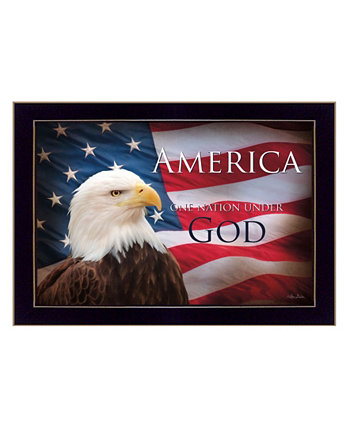 Одна нация под Богом - флаг Лори Дейтер, настенные рисунки с принтом, готовые к развешиванию, черная рамка, 20 "x 14" Trendy Décor 4U