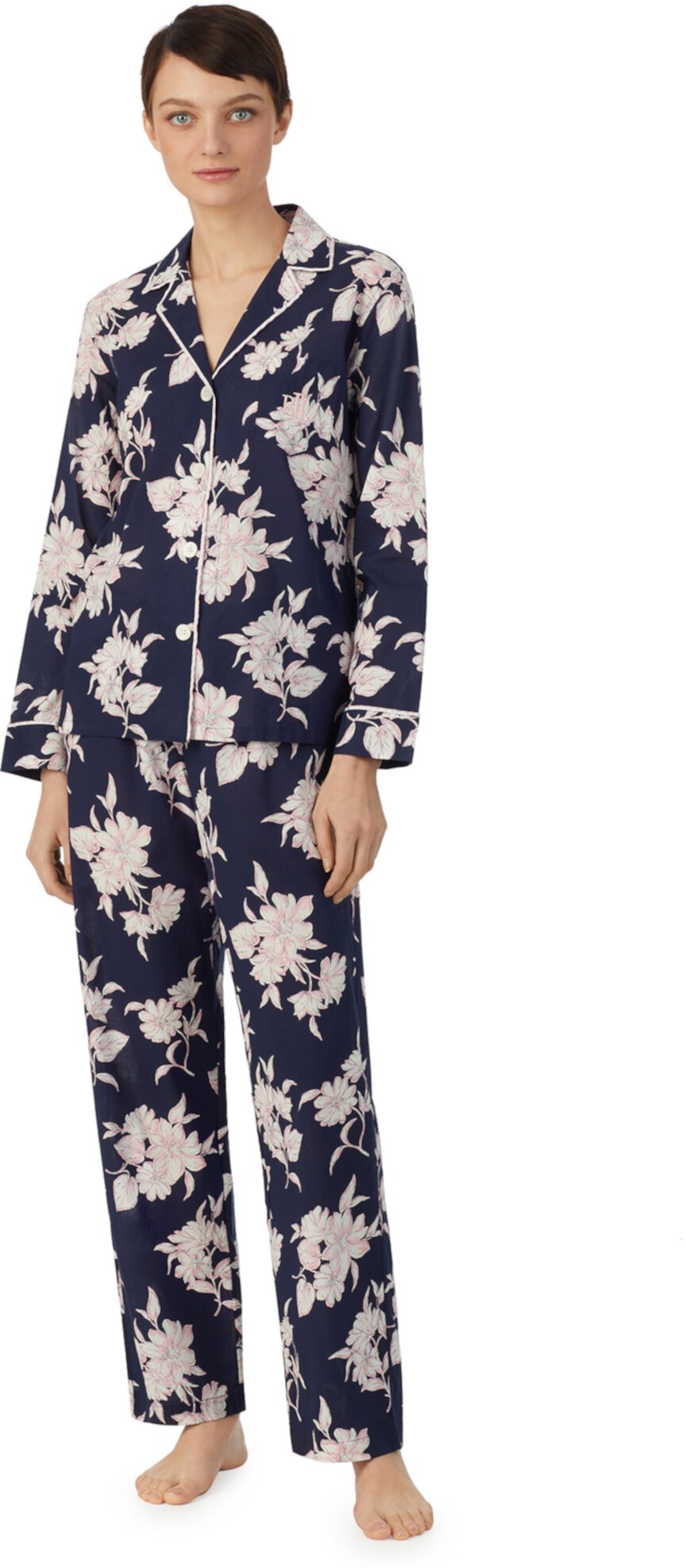 Пижамный комплект с длинными рукавами и воротником-стойкой LAUREN Ralph Lauren