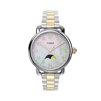 Стандартный золотой, серебристый и ампер; Часы с перламутровым браслетом Timex