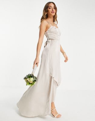 Атласное платье-комбинация из норки с бантом на спине TFNC Bridesmaid TFNC
