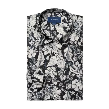 Шелковая классическая рубашка узкого кроя с цветочным принтом Eton