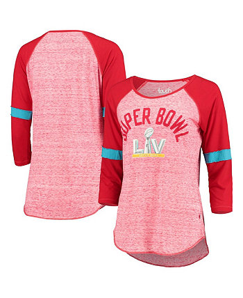 Женская меланжевая красная футболка Super Bowl Lv Upper Deck с рукавами 3/4 реглан Touch