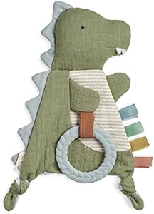 Itzy Ritzy - Bitzy Crinkle Sensory Toy Bunny with Crinkle Sound for Babies & Toddlers - Features Soft Braided Teething Ring & Textured Ribbons, Designed for Ages 0 Months and Up, Bunny Itzy Ritzy