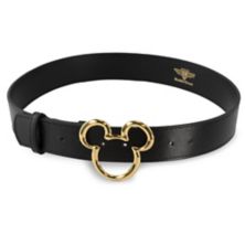 Ремень Disney, литая золотая пряжка Mickey Ears, черный кожаный ремень из веганского материала Buckle-Down