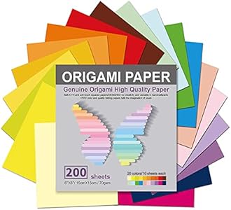 Origami Paper 200 Sheets, 20 Vivid Colors, Double Sided Colors Make Colorful and Easy Origami,6 Inch Square Sheet, for Kids & Adults, Papers, Arts and Crafts Projects (200 Sheets) BB Bachmore