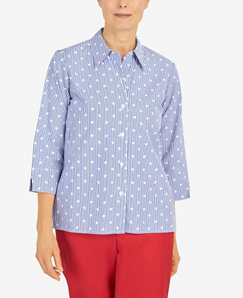 Women's Stars On Stripe Button Down Top Alfred Dunner
