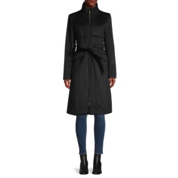 Пальто из смесовой шерсти с поясом Karl Lagerfeld Paris