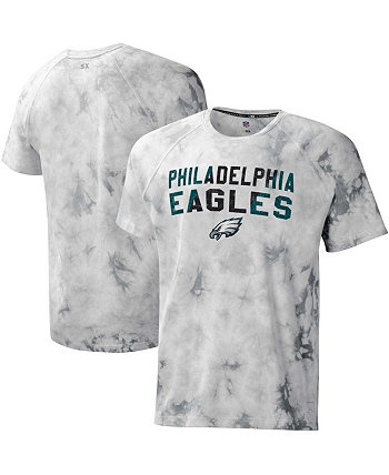Men's Gray Philadelphia Eagles Resolution Tie-Dye Raglan T-shirt MSX by Michael Strahan