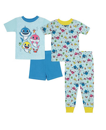 Пижамный комплект с короткими рукавами для мальчиков, 4 предмета Baby Shark