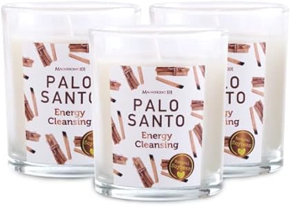 Magnificent 101 Set of 3 Long Lasting Palo Santo Smudge Candles, 42 Hour Burn - 3.5 Oz Each, Made with Soy Wax and Herb, Ideal for House Energy Cleansing, Meditation & Manifestation MAGNIFICENT 101