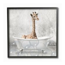 Ступелл Домашний Декор Жираф Время ванны в рамке Настенное искусство Stupell Home Decor