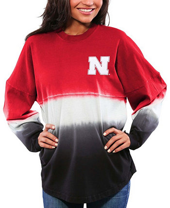 Женская футболка с длинным рукавом Scarlet Nebraska Huskers с эффектом омбре, окрашенная погружением Spirit Jersey