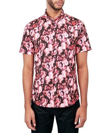Мужская рубашка обычного кроя на пуговицах без утюга с цветочным принтом и стрейчем Society of Threads