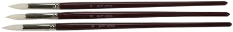 Sax Optimum White Synthetic Taklon Paint Brushes with Long Handles, Round Type, Size 8, Set of 3 Sax