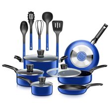 Набор кастрюль и сковородок SereneLife из 15 предметов с антипригарным покрытием для шеф-повара, синий Serenelife