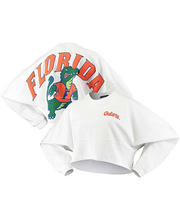 Белая женская укороченная футболка с длинным рукавом с необработанным краем Florida Gators Spirit Jersey