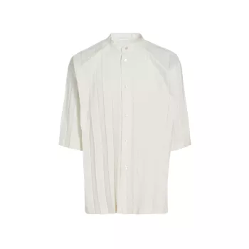 Edge Oversized Button-Front T-Shirt Homme Plissé Issey Miyake