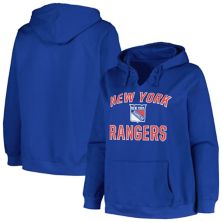 Women's Profile Blue New York Rangers Plus Size Arch Over Logo Pullover Hoodie Profile