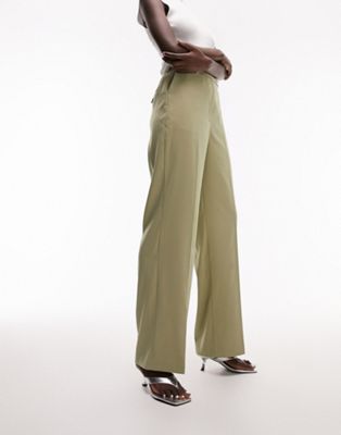 Прямые брюки с напуском Topshop Tall с задним карманом цвета шалфея — часть комплекта Topshop Tall