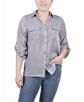 Атласная блузка Petite с рукавами 3/4 NY Collection