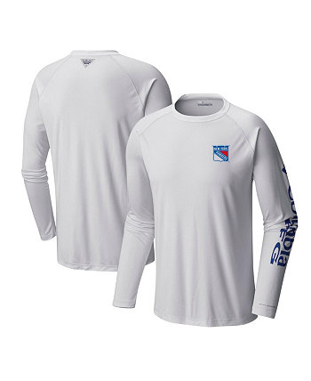 Men's White New York Rangers Terminal Tackle Omni-Shade Raglan Long Sleeve T-Shirt Columbia