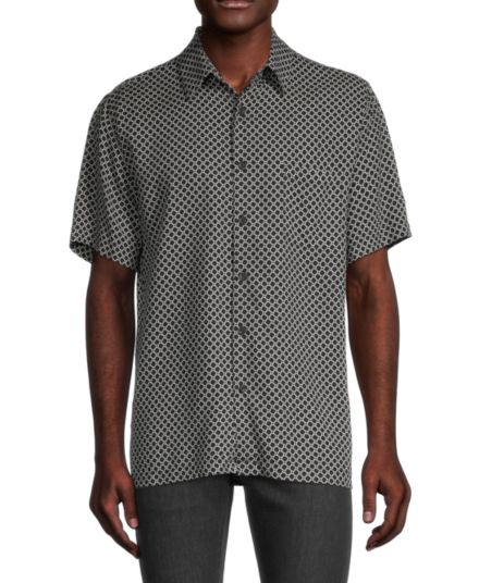 Рубашка из смесового шелка с геометрическим рисунком Toscano