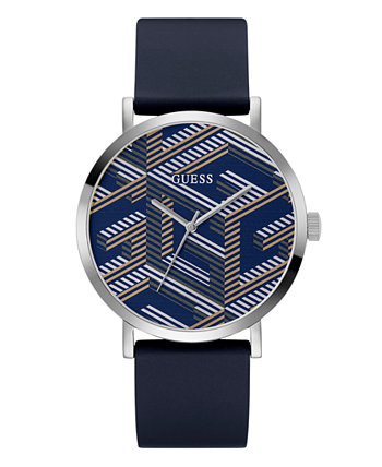 Мужские аналоговые темно-синие силиконовые часы 44 мм GUESS