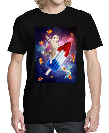 Мужская футболка с рисунком Rocket Cat Buzz Shirts