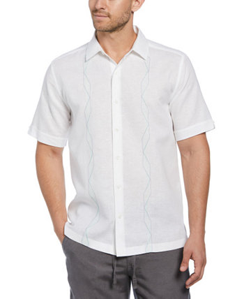 Мужская льняная рубашка с короткими рукавами и вышивкой на пуговицах спереди Cubavera