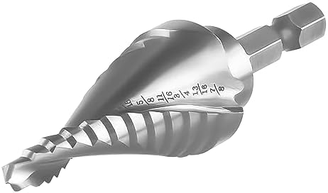 Lichamp Unibit Step Drill Bit for Metal, Genuine HSS M35 Drill Stepper Bit for Hard Metal Heavy Duty, 12 Sizes from 3/16" to 7/8", Spiral Grooved with 1/4" Quick Change Drive, C4SL Lichamp