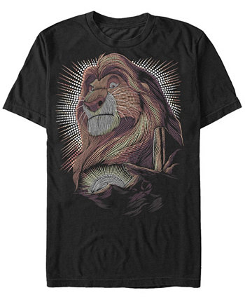Мужская футболка с коротким рукавом Disney Mufasa Pride Rock Dot Art Retro Portrait с короткими рукавами Lion King