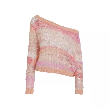 Металлизированный вязаный свитер с открытыми плечами Rodarte