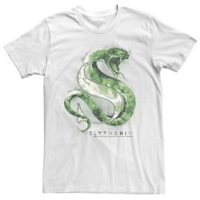 Мужская футболка с графическим рисунком и логотипом акварельного цвета в виде змеи Гарри Поттера Слизерина Harry Potter