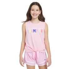 Детская футболка Champion для девочек 7-16 лет с узлом спереди и логотипом-радугой Champion