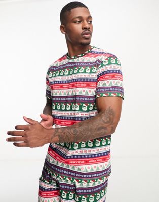Разноцветный рождественский пижамный комплект ASOS DESIGN ASOS DESIGN