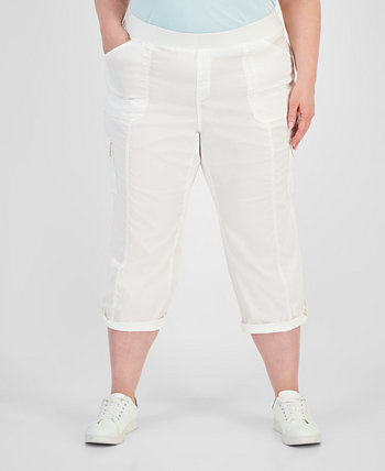 Plus Size Mid Rise Pull-On Cargo Capri Pants, Created for Macy's Style & Co