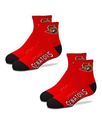 Мальчики и девочки Молодежные носки Ottawa Senators из двух пар носков четверти длины For Bare Feet