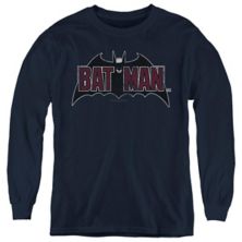 Batman Vintage Bat Logo On Navy Youth Long Sleeve Sweatshirt Licensed Character