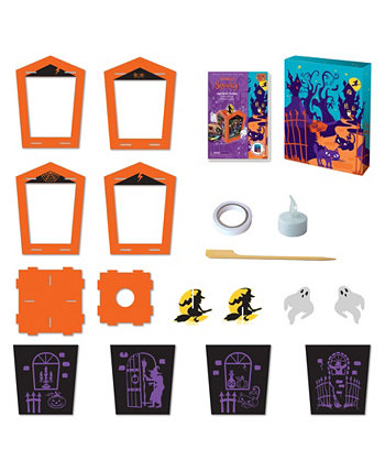 totally Spooky Haunted House Lantern Scratch Art Set, 17 Pieces Box CanDIY