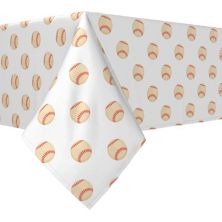 Rectangular Tablecloth, 100% Cotton, 52x84&#34;, Baseballs Fabric Textile Products