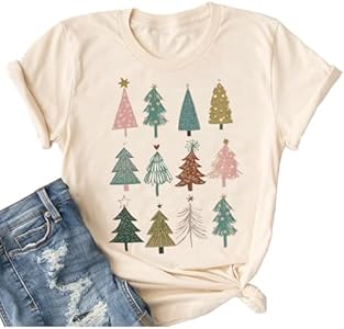 Christmas Tree Shirt for Women Merry Christmas Graphic T-Shirts Snowman Holiday Tee Xmas Gift Tops YIUIERE