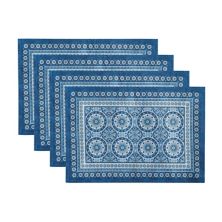 Vietri Medallion Blue Block Print Stain & Water Resistant Placemats, 13&#34;x19&#34;, Set Of 4 Elrene