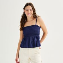 Juniors' Rewind Smocked Tank Top with Removable Straps Rewind