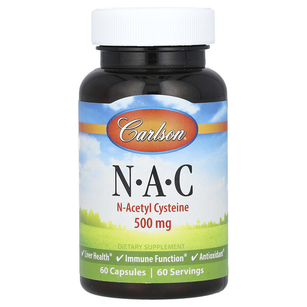 N-A-C, 500 мг, 60 капсул - Carlson Carlson