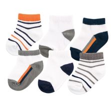 Yoga Sprout Baby Boy Socks, Orange Charcoal 6-Pack Yoga Sprout