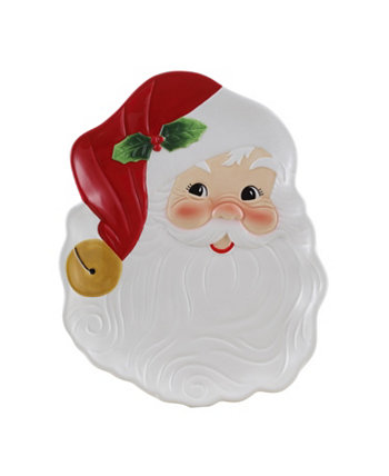 14" Ceramic Santa Serving Platter Mr. Christmas