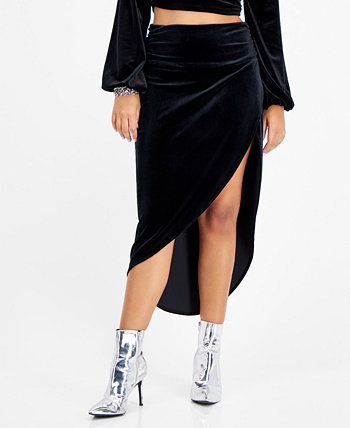 Женская бархатная юбка-миди с рюшами и разрезом спереди, созданная для Macy's Bar III