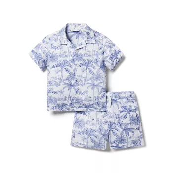 Little Boy's &amp; Льняная рубашка Toile De Jouy для мальчиков и amp; Комплект шорт Janie and Jack