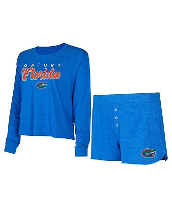 Женский комплект из футболки с длинными рукавами и шорт в цвете Royal Florida Gators Team Concepts Sport